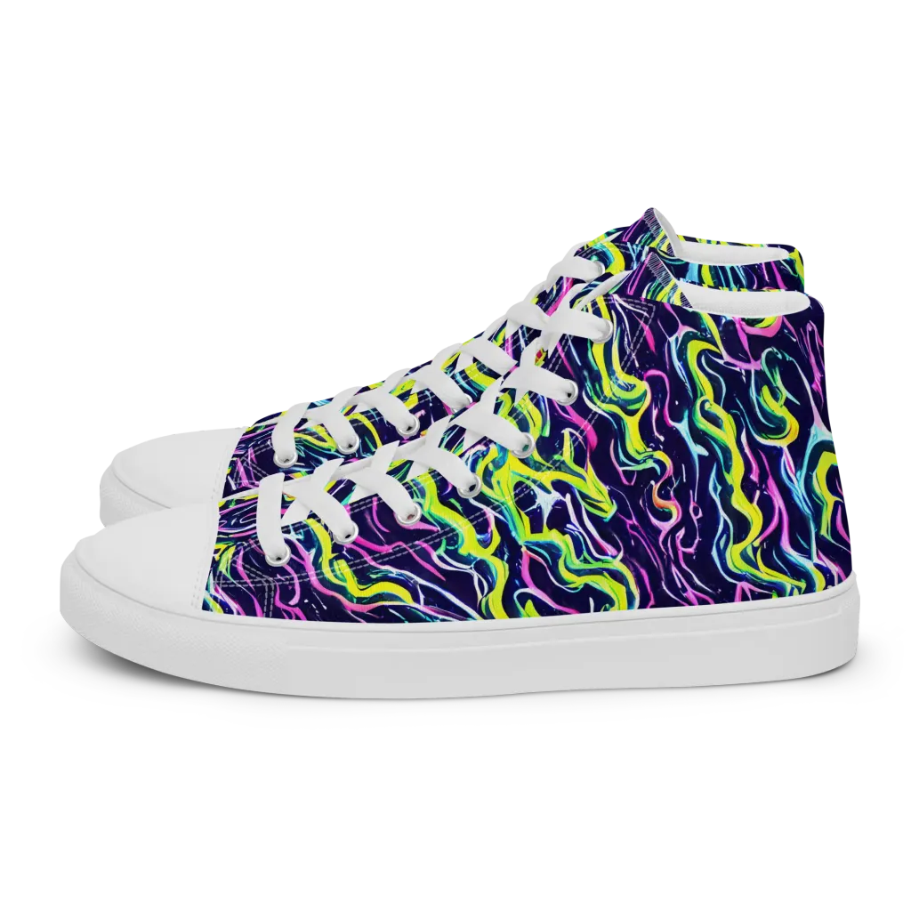 Acid Ribbons on Women's High Top Canvas Shoes — Left