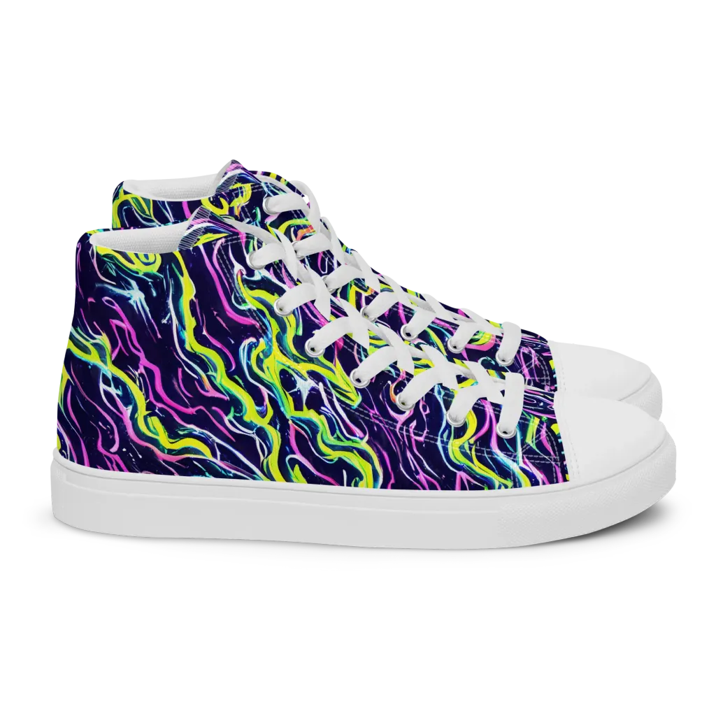 Acid Ribbons on Women's High Top Canvas Shoes — Right