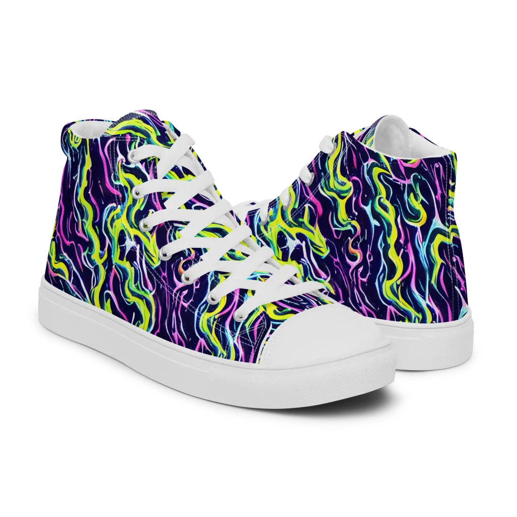 Acid Ribbons on Women's High Top Canvas Shoes — Right