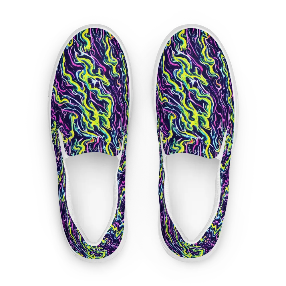 Acid Ribbons on Men's Slip-On Canvas Shoes — Front