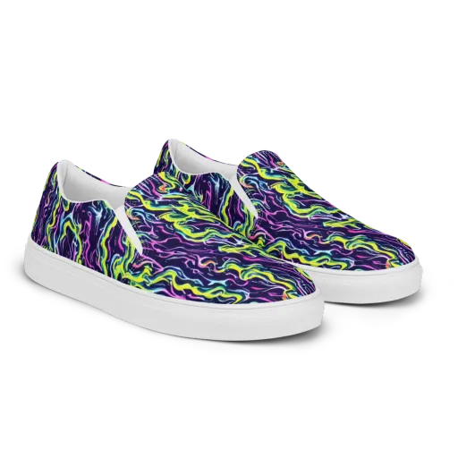 Acid Ribbons on a Men's Slip-On Canvas Shoes