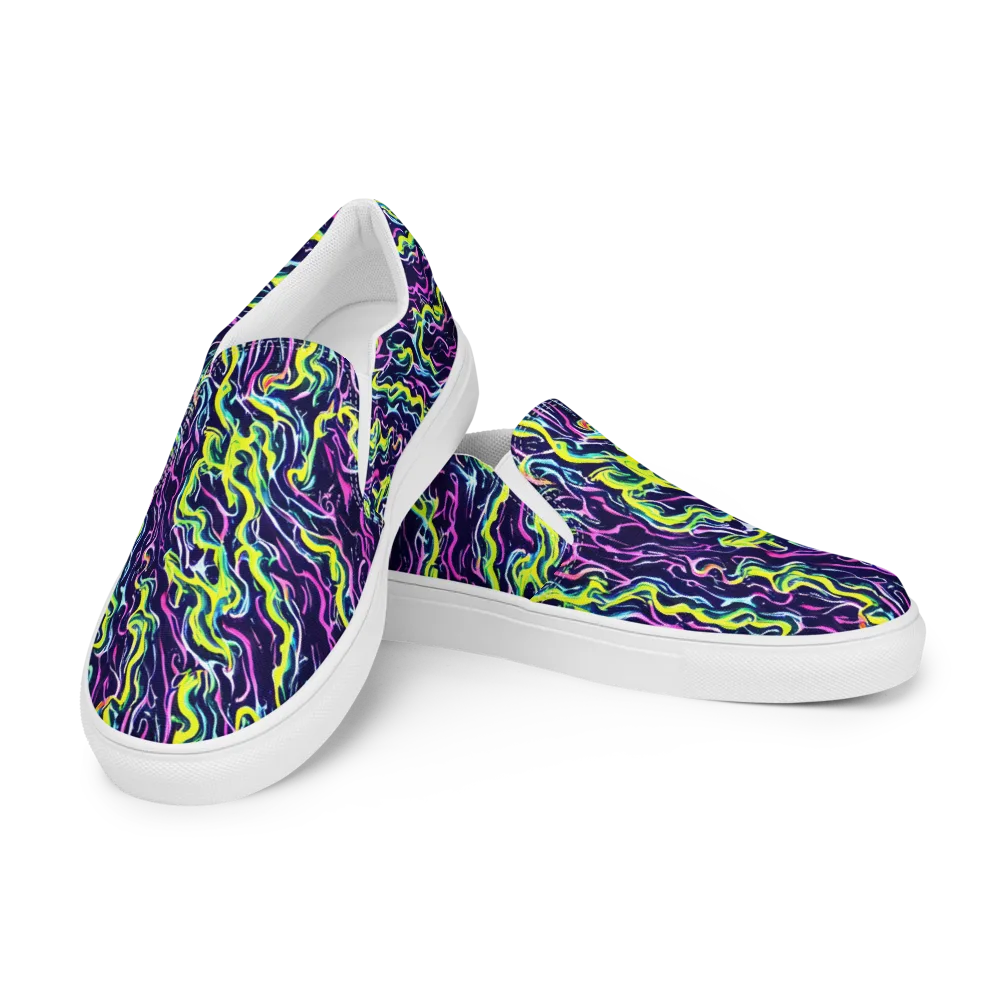 Acid Ribbons on Men's Slip-On Canvas Shoes — Left Front