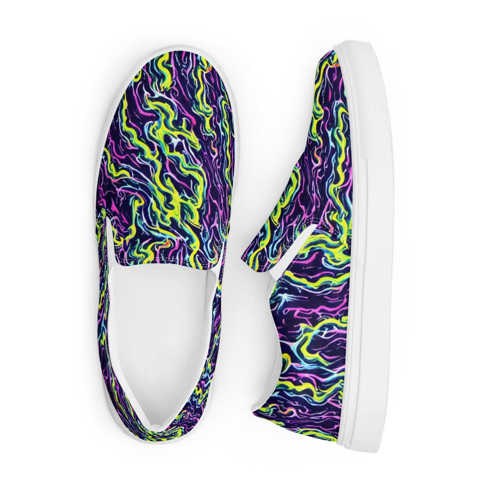 Acid Ribbons on Men's Slip-On Canvas Shoes — Front