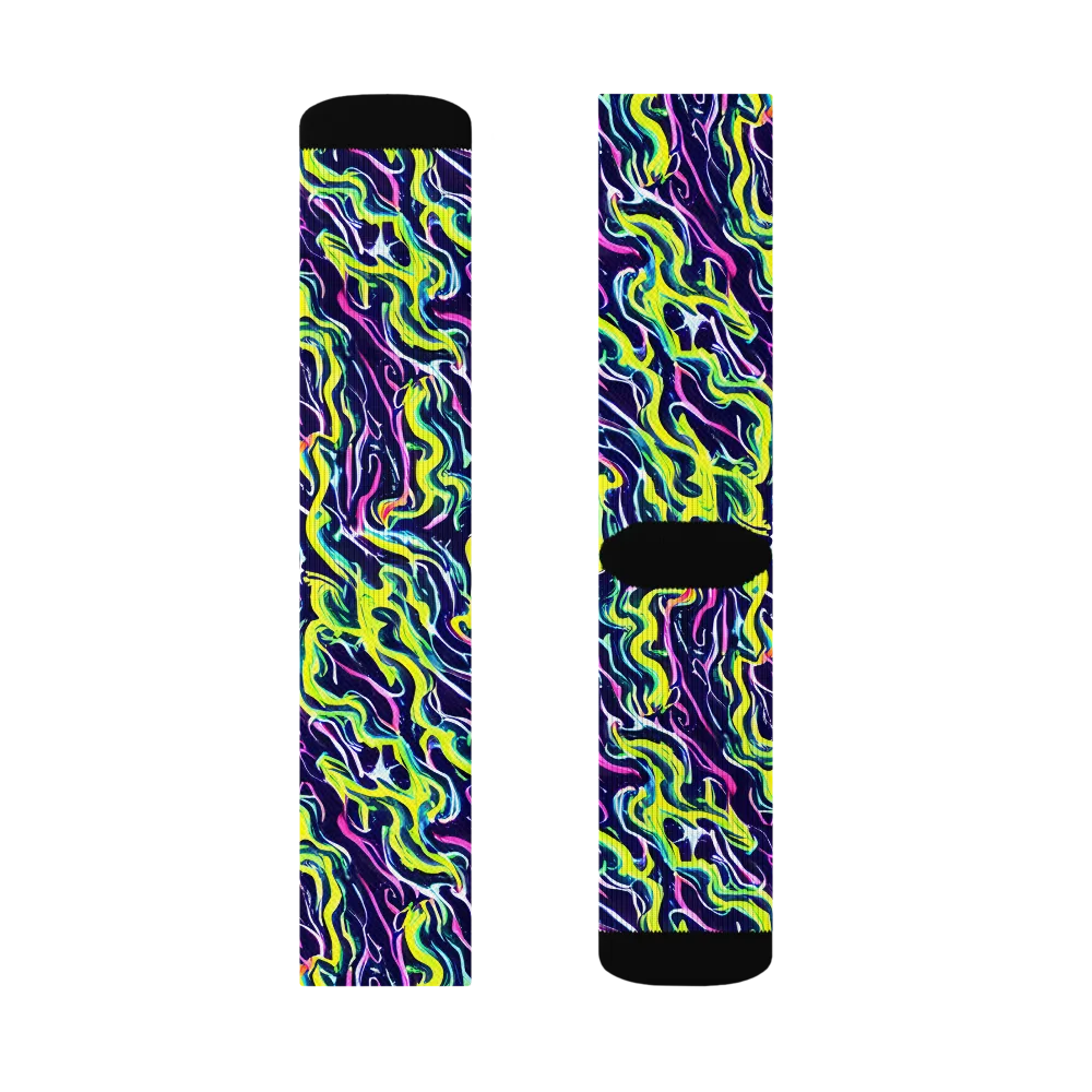 Acid Ribbons on Socks — Left Sock