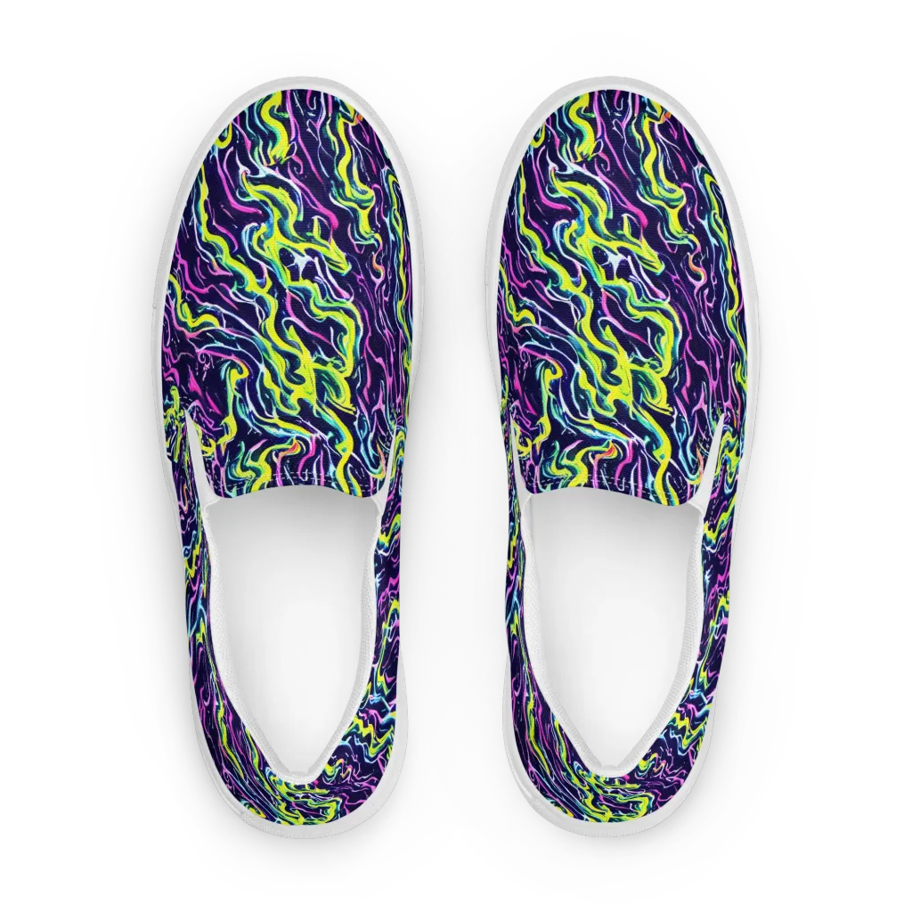 Acid Ribbons on Women's Slip-On Canvas Shoes — Front