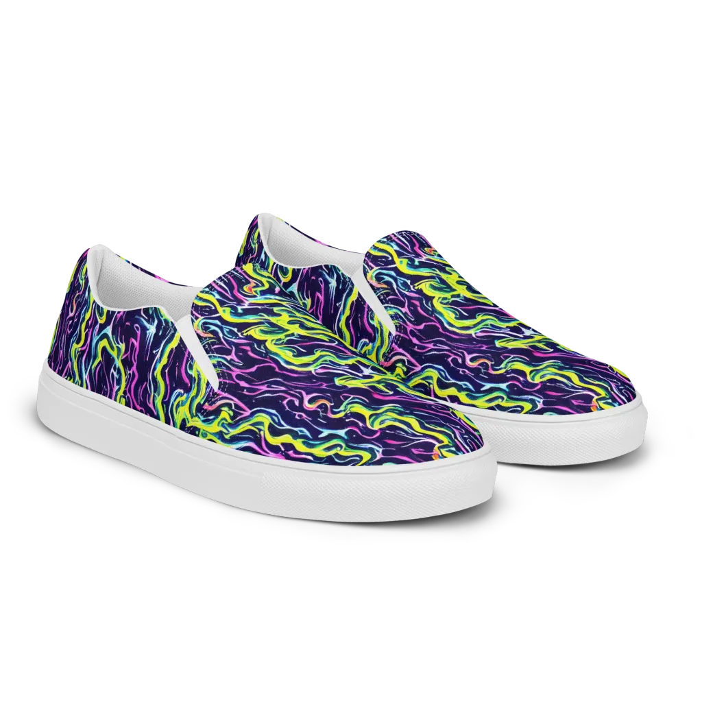 Acid Ribbons on Women's Slip-On Canvas Shoes — Right Front