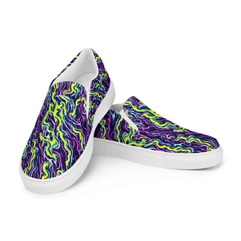 Acid Ribbons on Women's Slip-On Canvas Shoes — Left Front