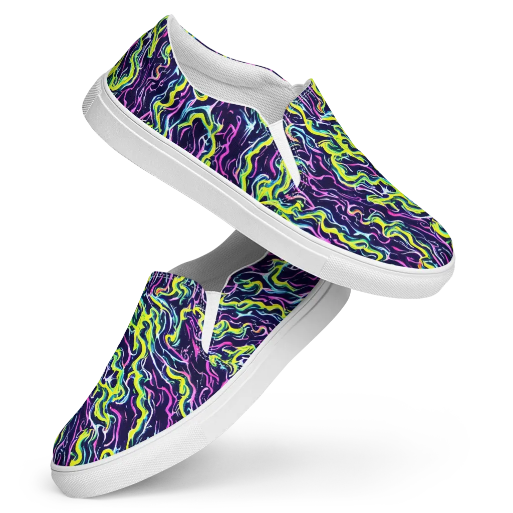 Acid Ribbons on Women's Slip-On Canvas Shoes — Front