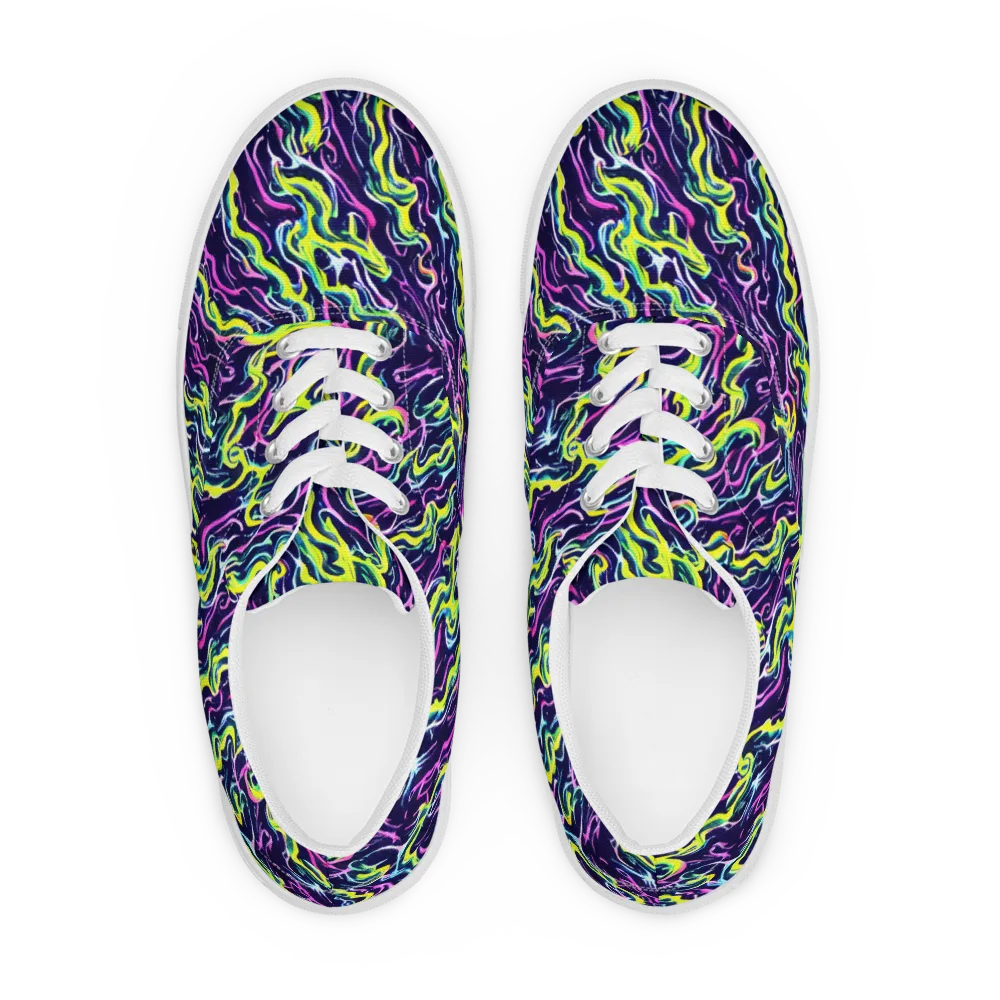 Acid Ribbons on Men's Lace-Up Canvas Shoes — Front