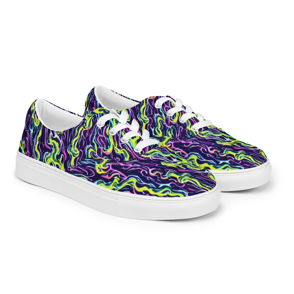 Acid Ribbons on Men's Lace-Up Canvas Shoes — Right Front