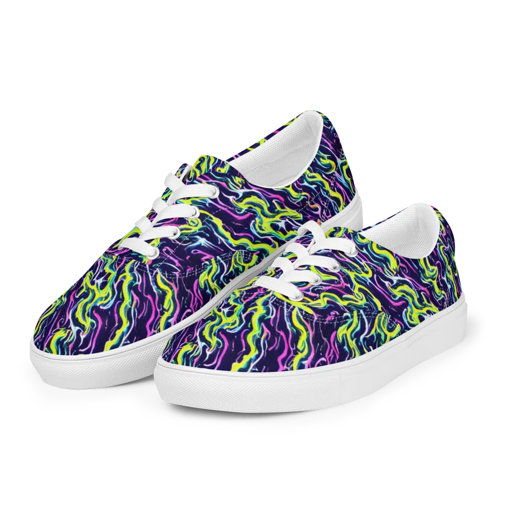 Acid Ribbons on Men's Lace-Up Canvas Shoes — Left Front
