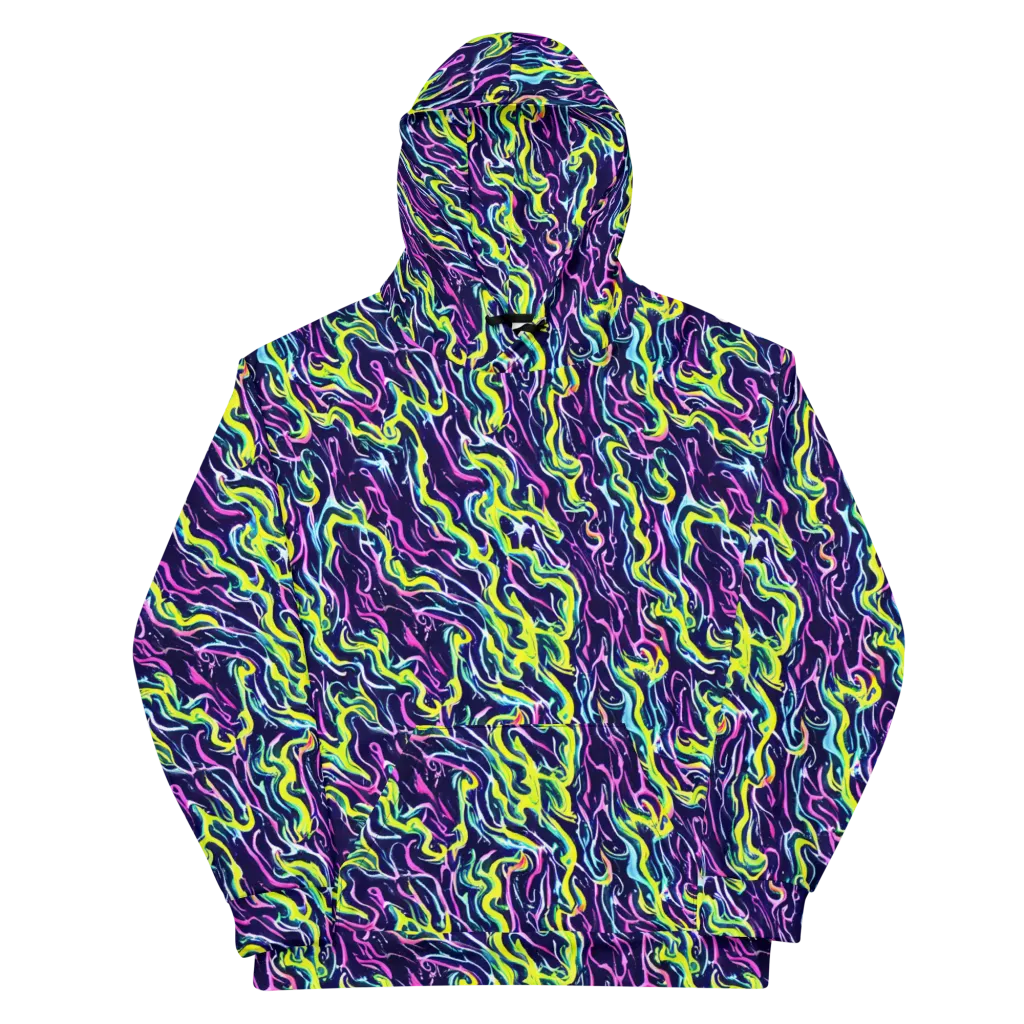 Acid Ribbons on Cotton Hoodie — Front