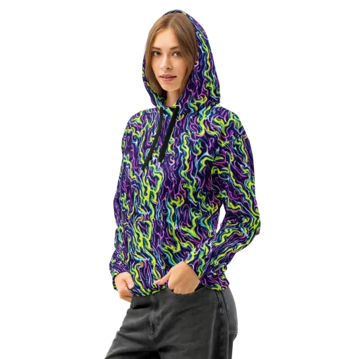Acid Ribbons on a Cotton Hoodie