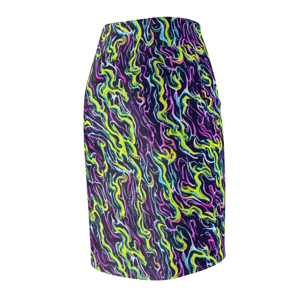 Acid Ribbons on Pencil Skirt — Back Side