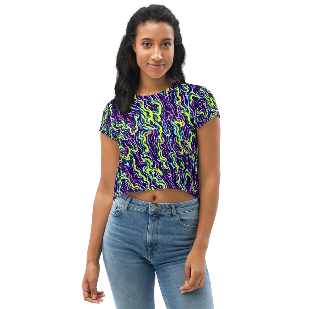 Acid Ribbons on Crop Tee — Front