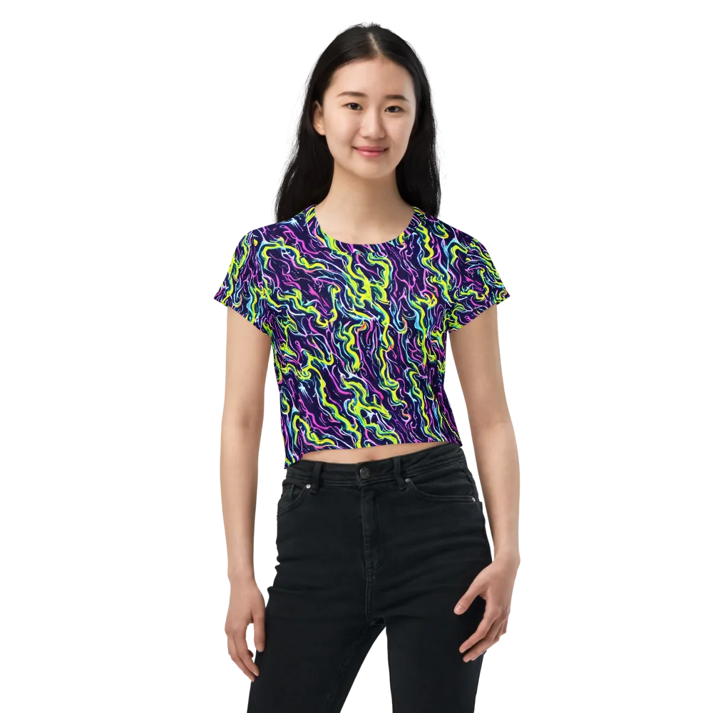 Acid Ribbons on Crop Tee — Front