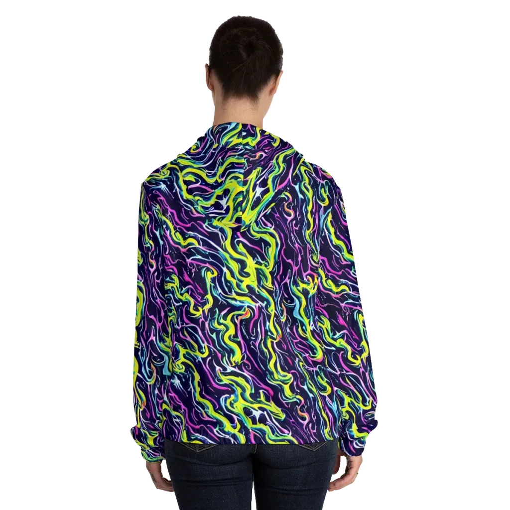 Acid Ribbons on Women's Full-Zip Hoodie — Back On Person