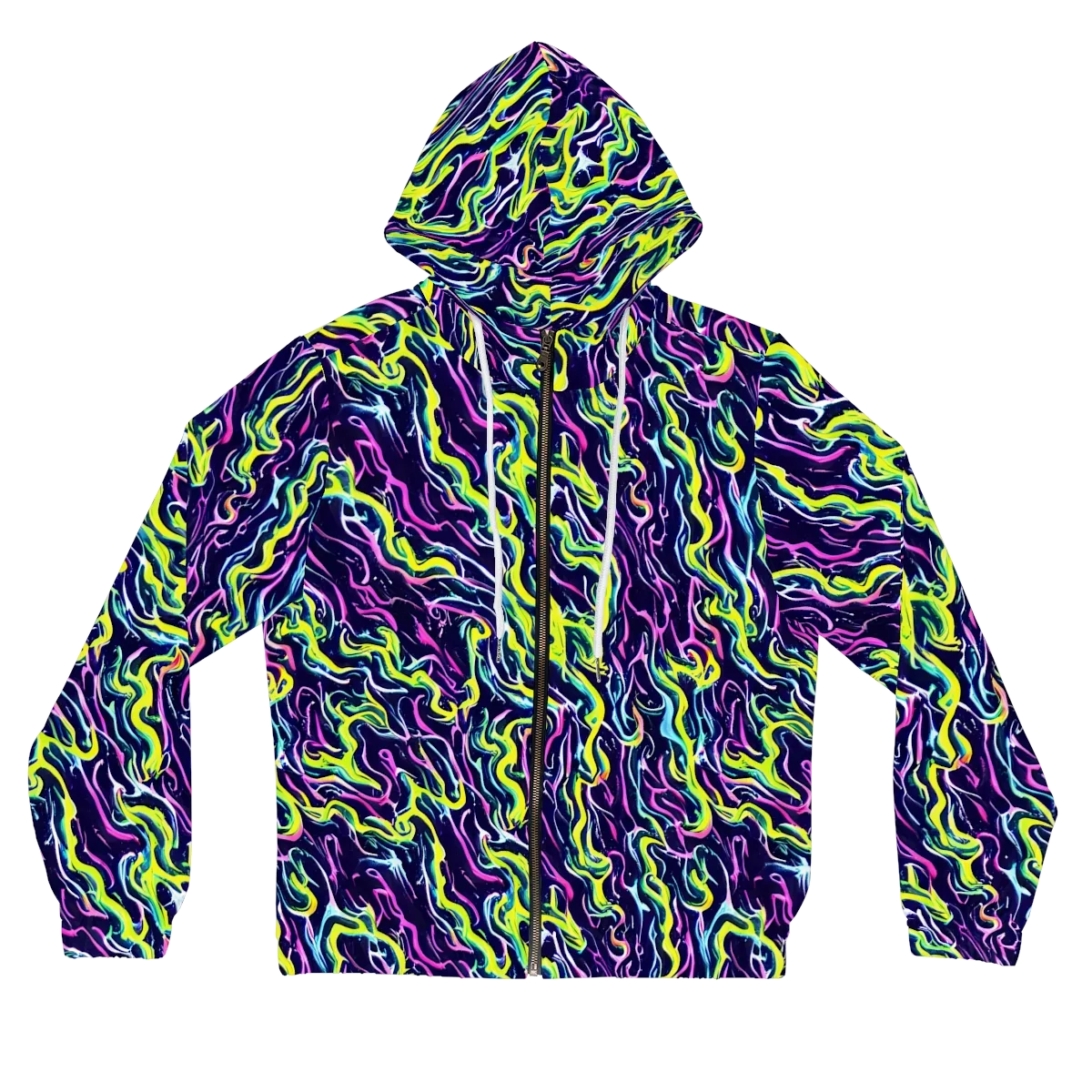 Acid Ribbons on Women's Full-Zip Hoodie — Front