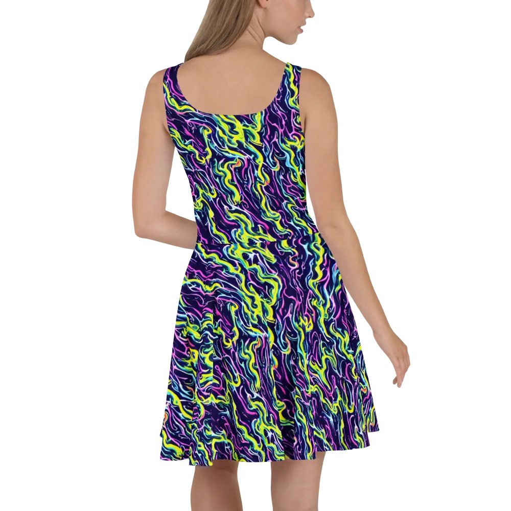 Acid Ribbons on Skater Dress — Back