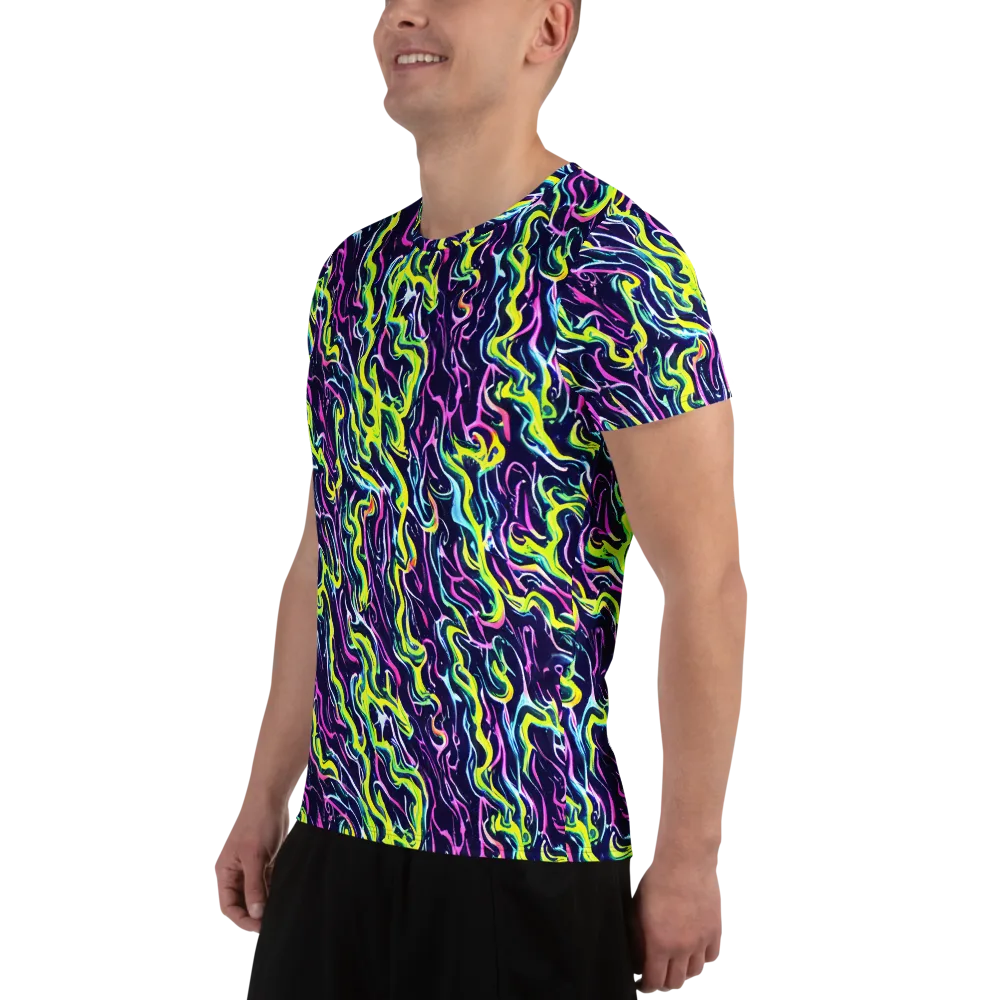 Acid Ribbons on Men's Athletic T-Shirt — Left