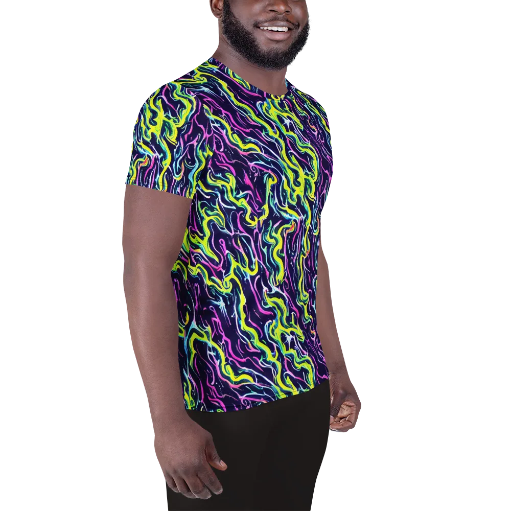 Acid Ribbons on Men's Athletic T-Shirt — Right