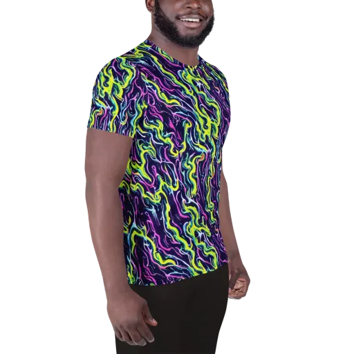 Acid Ribbons on a Men's Athletic T-Shirt