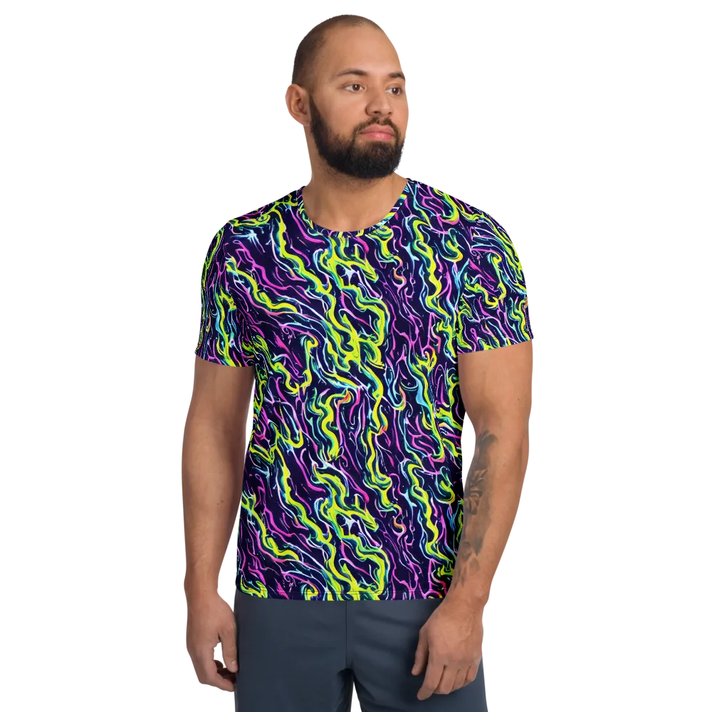 Acid Ribbons on Men's Athletic T-Shirt — Front