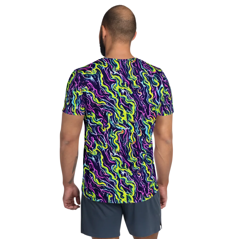 Acid Ribbons on Men's Athletic T-Shirt — Back