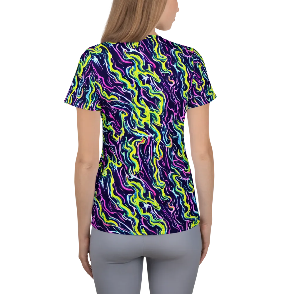Acid Ribbons on Women's Athletic T-Shirt — Back