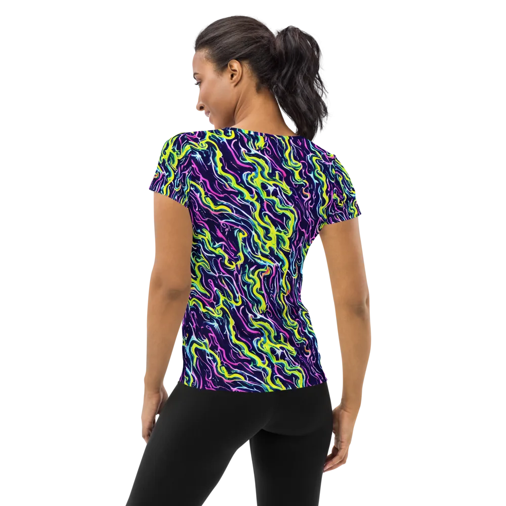 Acid Ribbons on Women's Athletic T-Shirt — Back