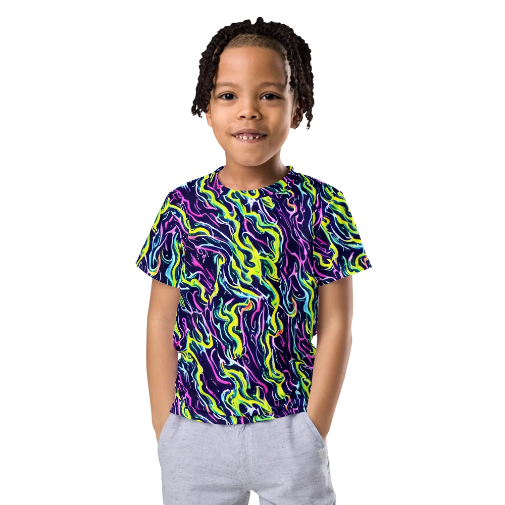 Acid Ribbons on Kids Crew Neck T-Shirt — Front