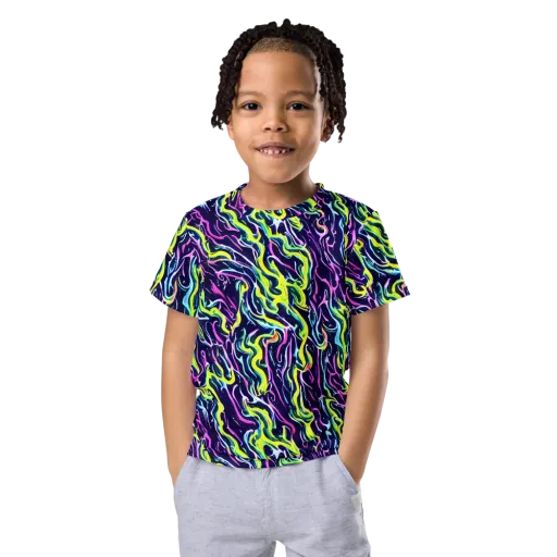 Acid Ribbons on a Kids Crew Neck T-Shirt