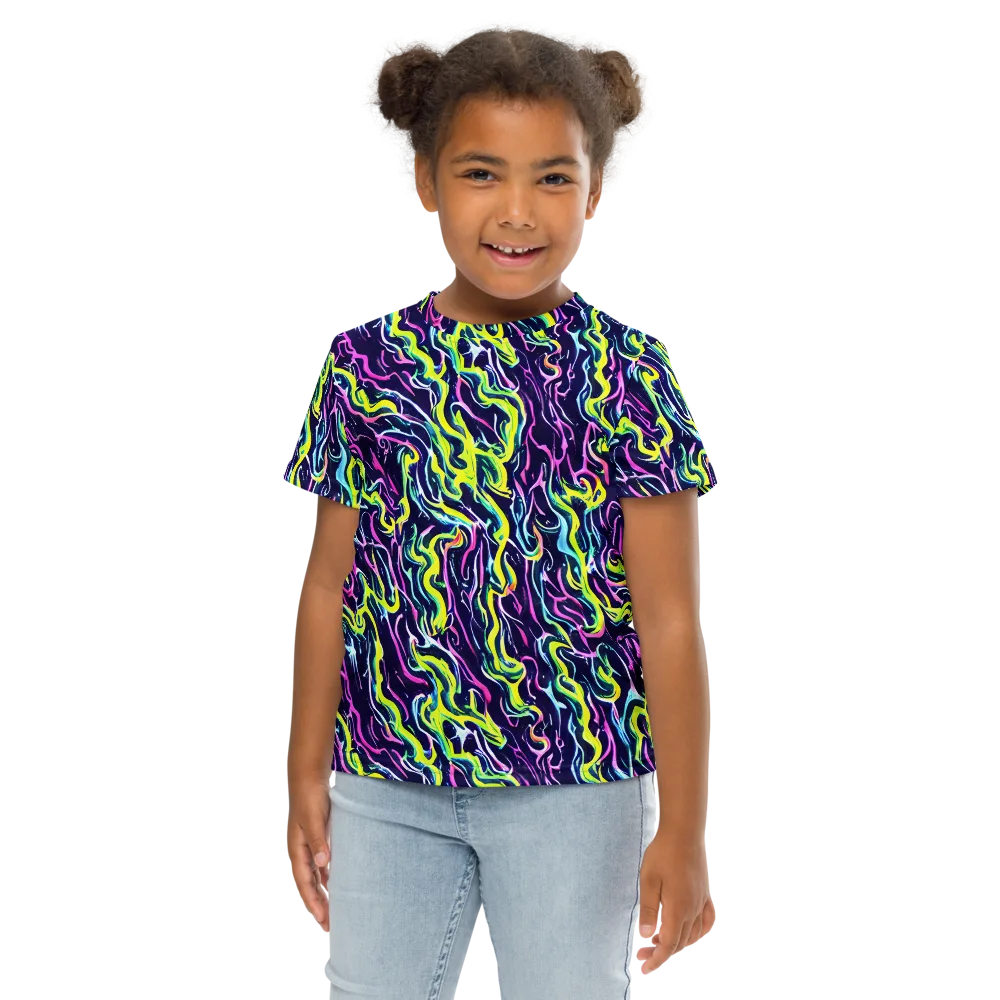Acid Ribbons on Kids Crew Neck T-Shirt — Front