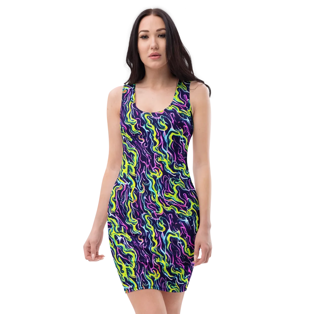 Acid Ribbons on Bodycon Dress — Front