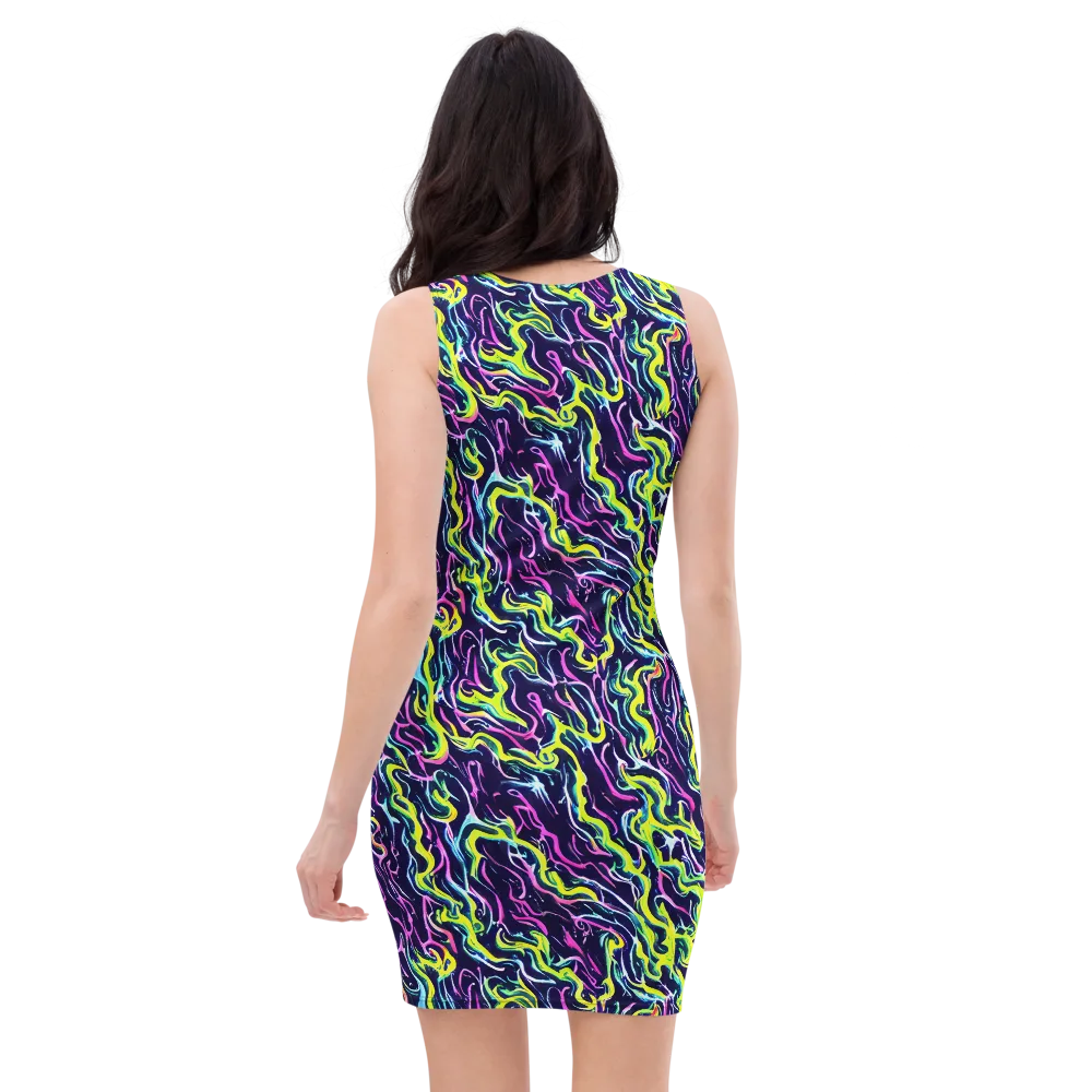 Acid Ribbons on Bodycon Dress — Back