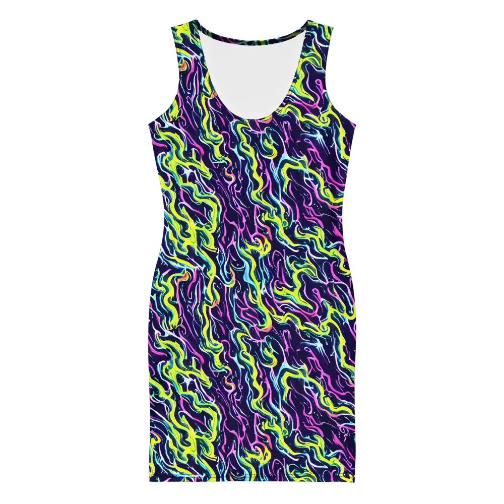 Acid Ribbons on Bodycon Dress — Front