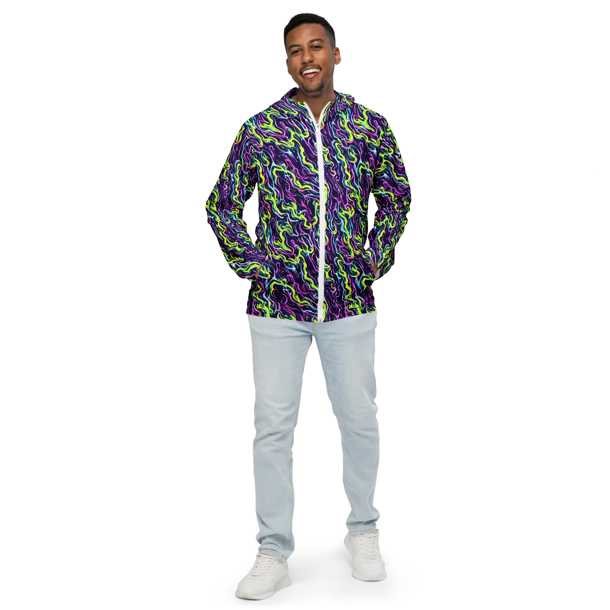 Acid Ribbons on Men's Windbreaker — Front