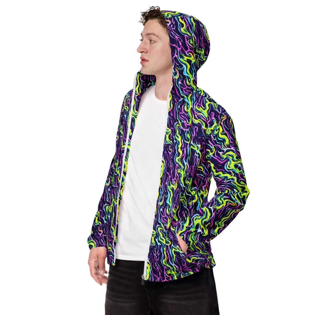 Acid Ribbons on Men's Windbreaker — Left Front