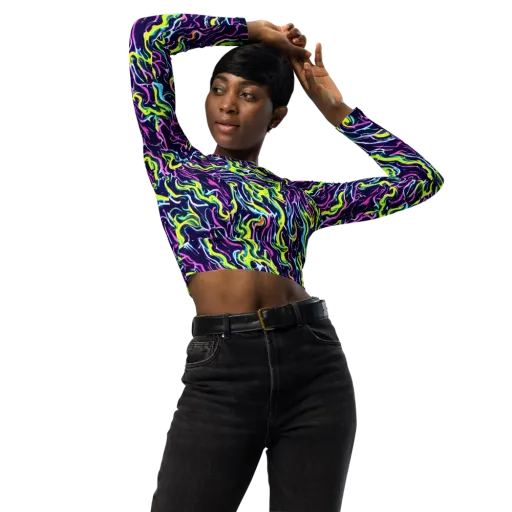 Acid Ribbons on a Long Sleeve Crop Top