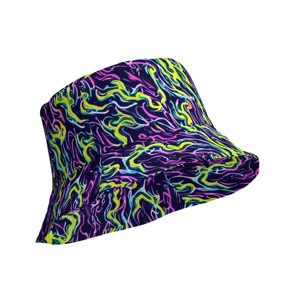 Acid Ribbons on Reversible Bucket Hat — Product details Outside