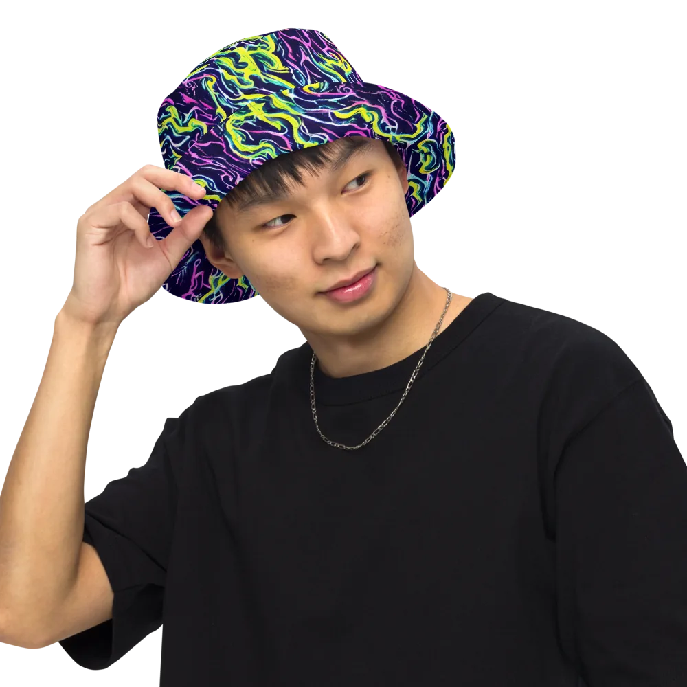 Acid Ribbons on Reversible Bucket Hat — Front Inside