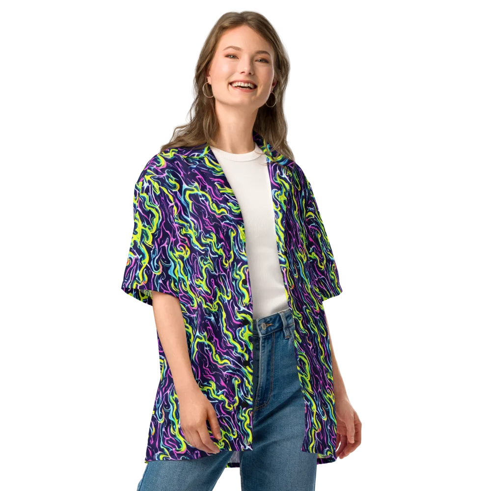 Acid Ribbons on Button Shirt — Front