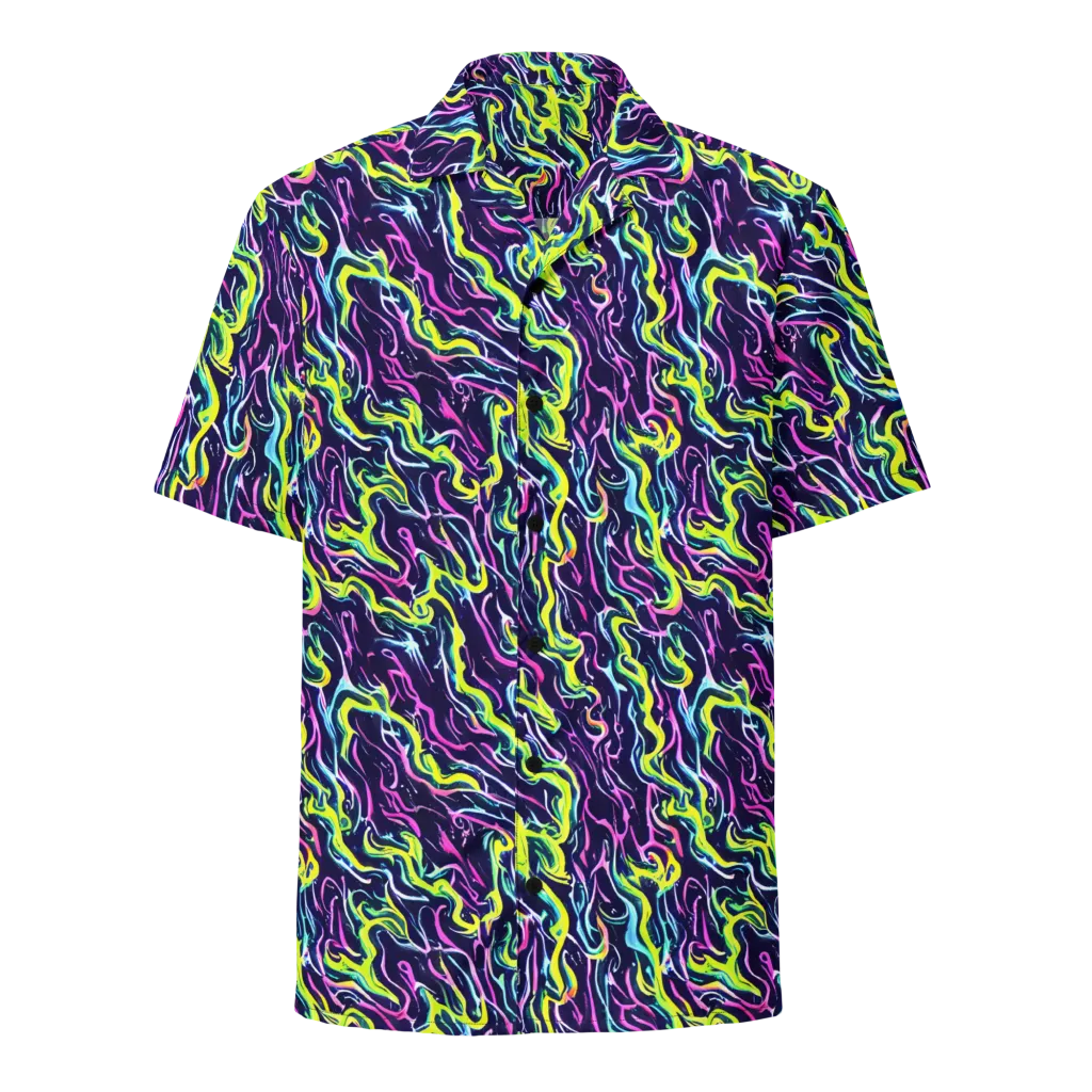 Acid Ribbons on Button Shirt — Front