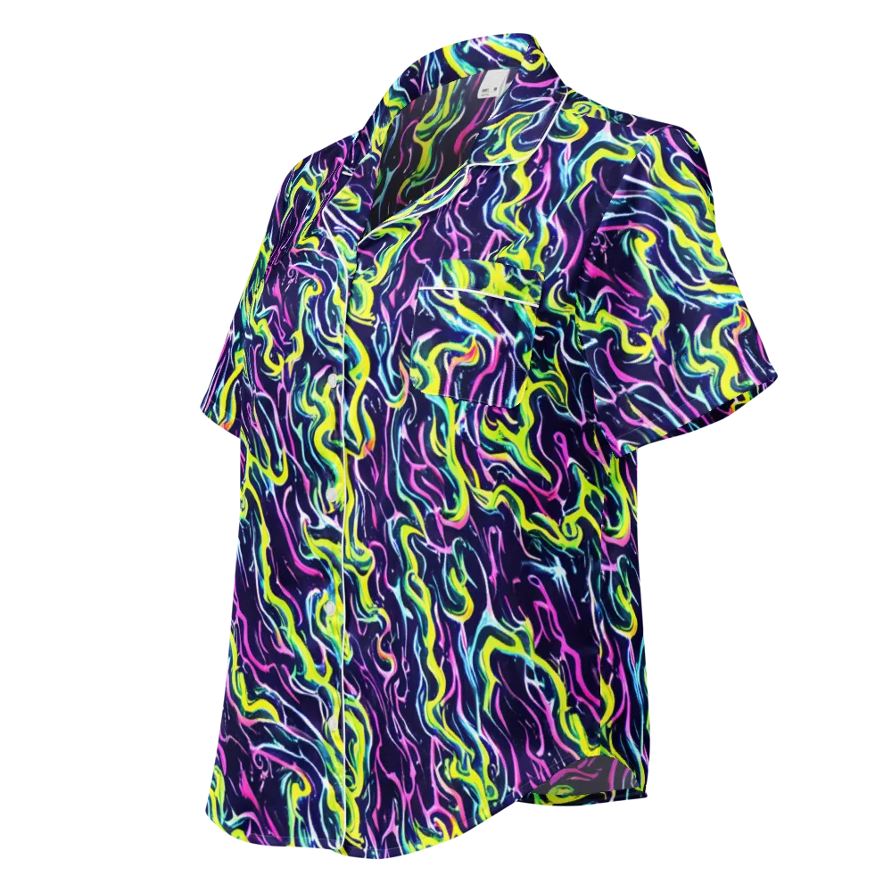 Acid Ribbons on Women's Short Sleeve Pajama Top — Left Front