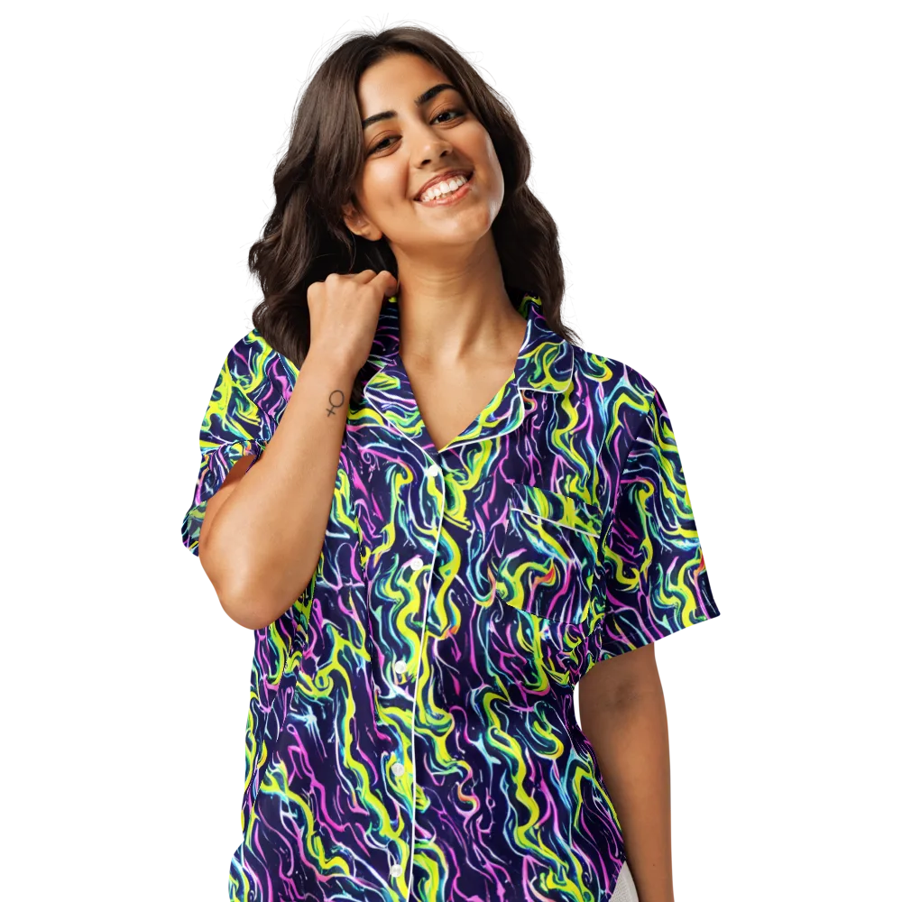 Acid Ribbons on Women's Short Sleeve Pajama Top — Front