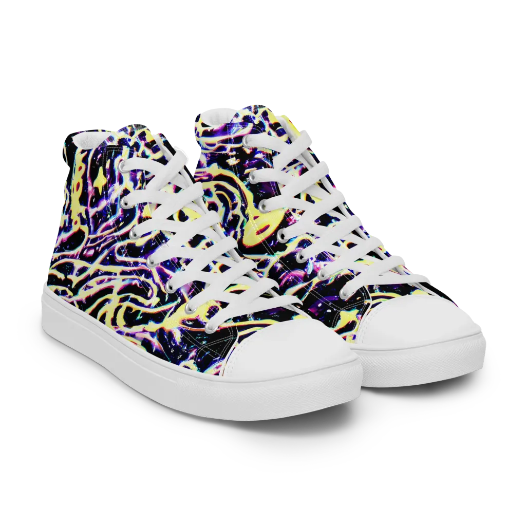 Plasma Vine on Men's High Top Canvas Shoes — Right Front