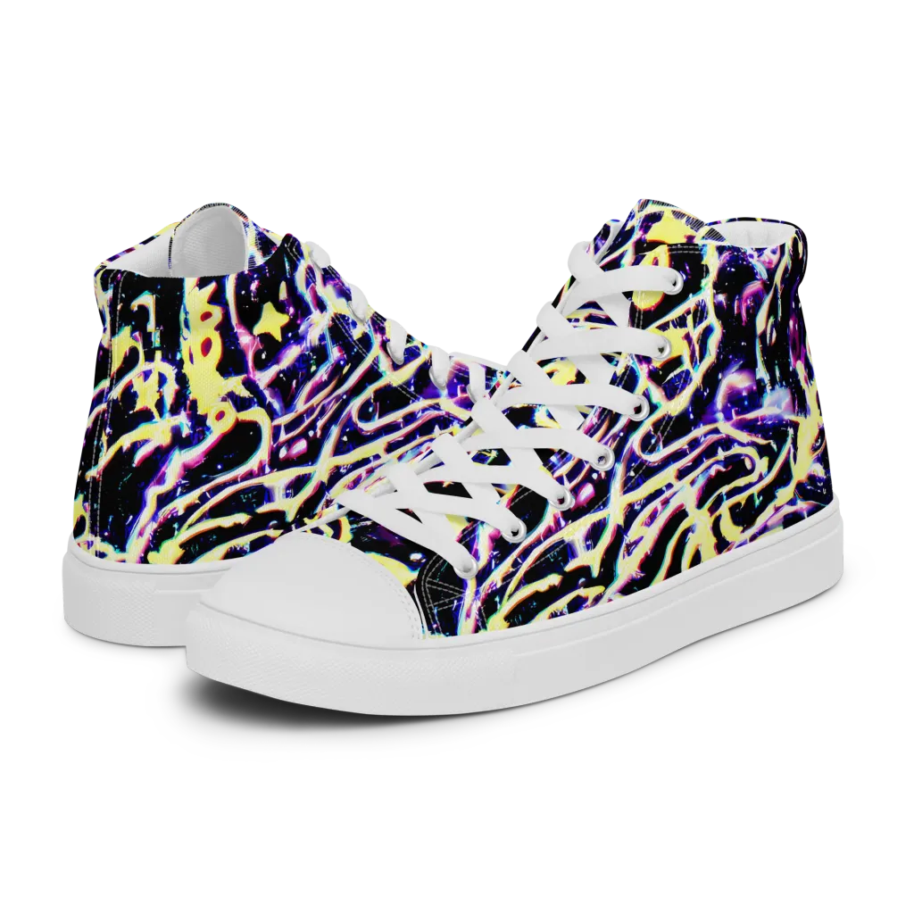 Plasma Vine on Men's High Top Canvas Shoes — Left