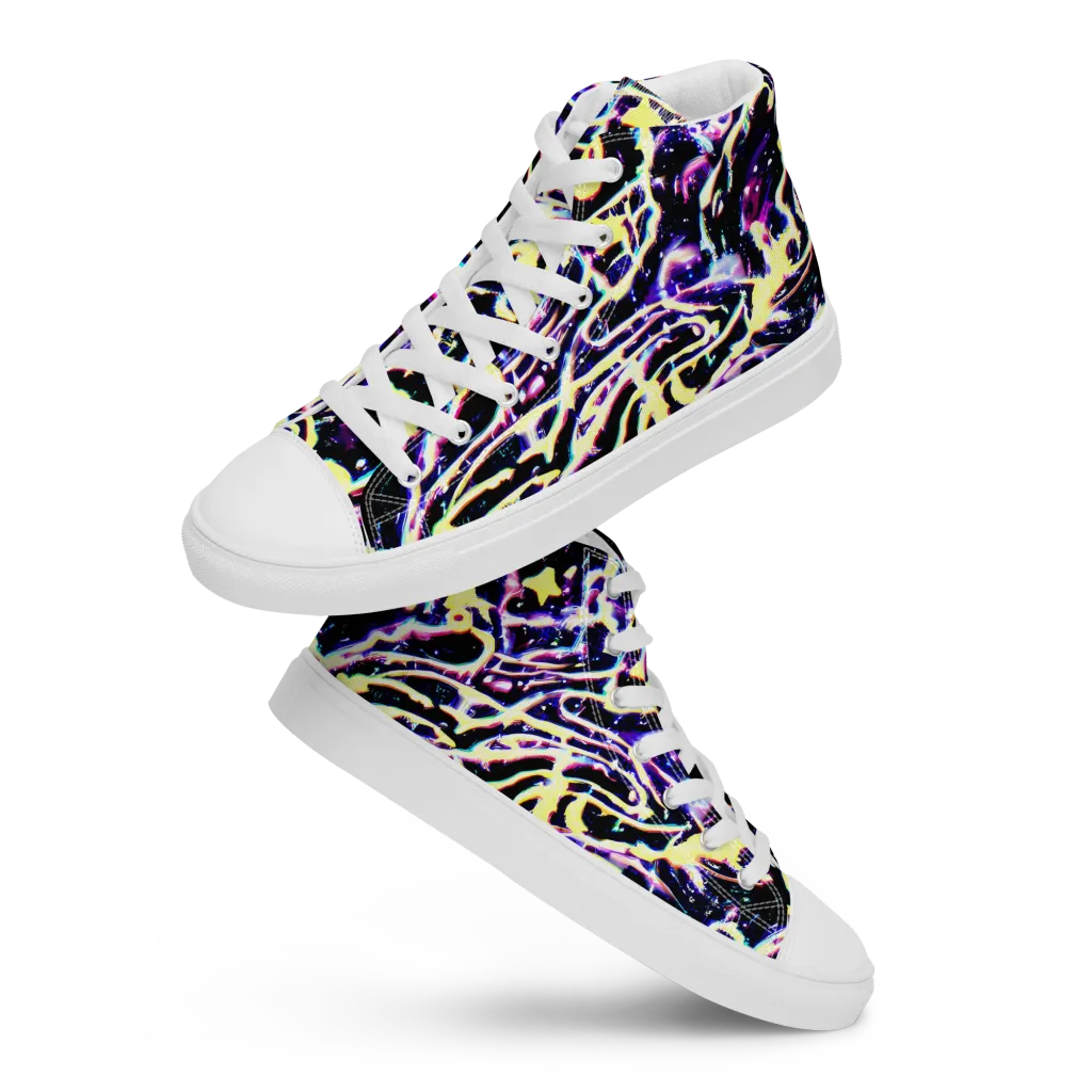 Plasma Vine on Men's High Top Canvas Shoes — Front