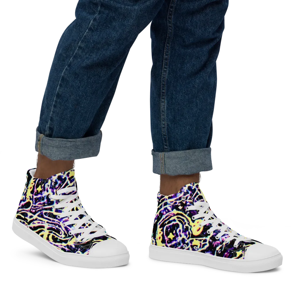 Plasma Vine on Men's High Top Canvas Shoes — Right