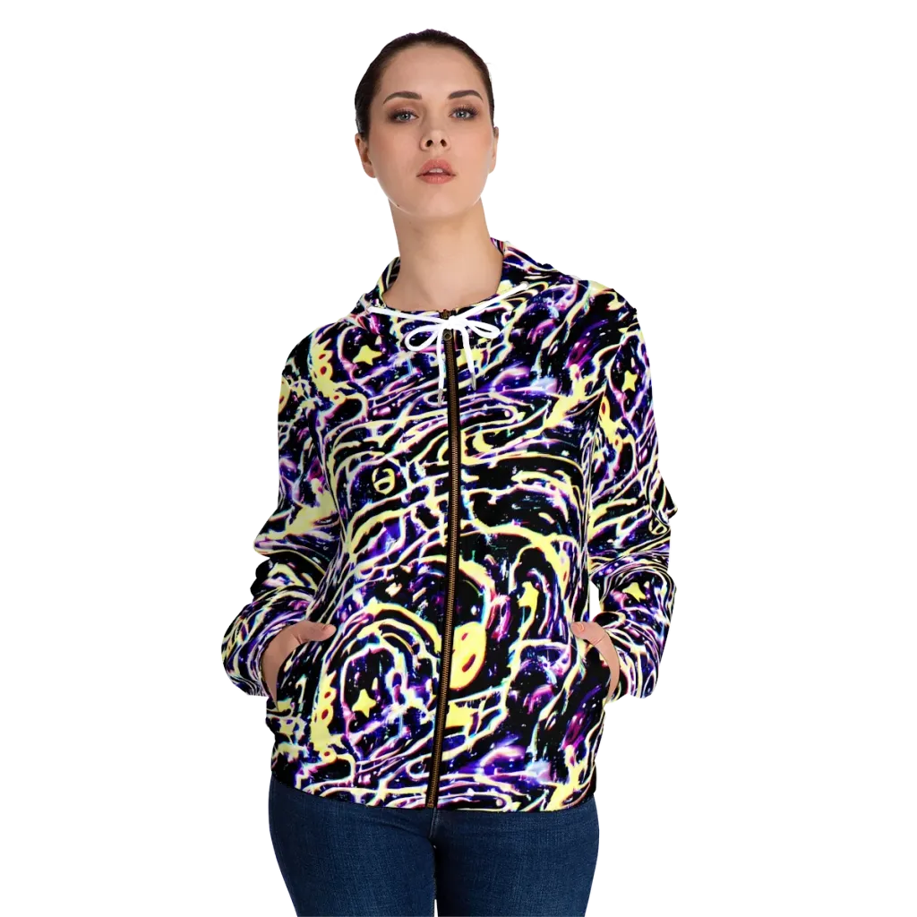 Plasma Vine on Women's Full-Zip Hoodie — Front On Person